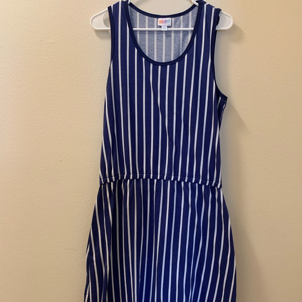XL Navy and White Striped Lularoe Summer Dress